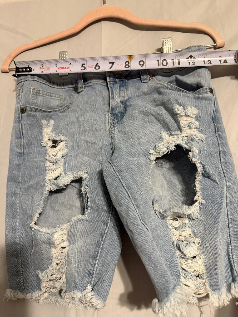 V.I.P. Jeans Size 5 Distressed Ripped Denim Bermuda Shorts Y2K Raw Hem